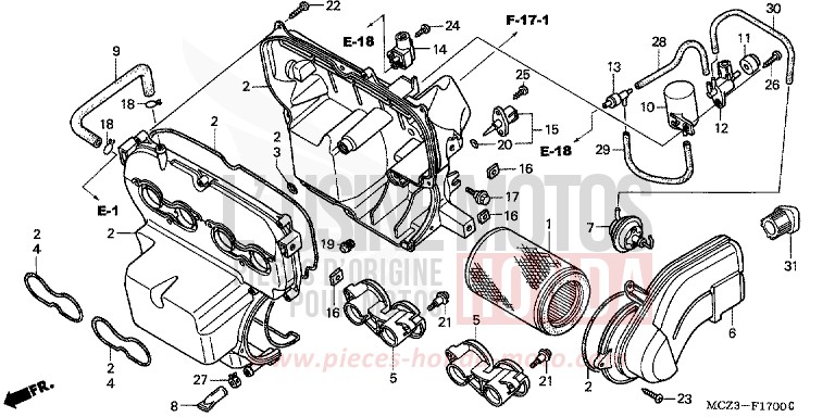 LUFTFILTER von CB1300 Super Bold'or ABS SCHWARZ (NH1) von 2003